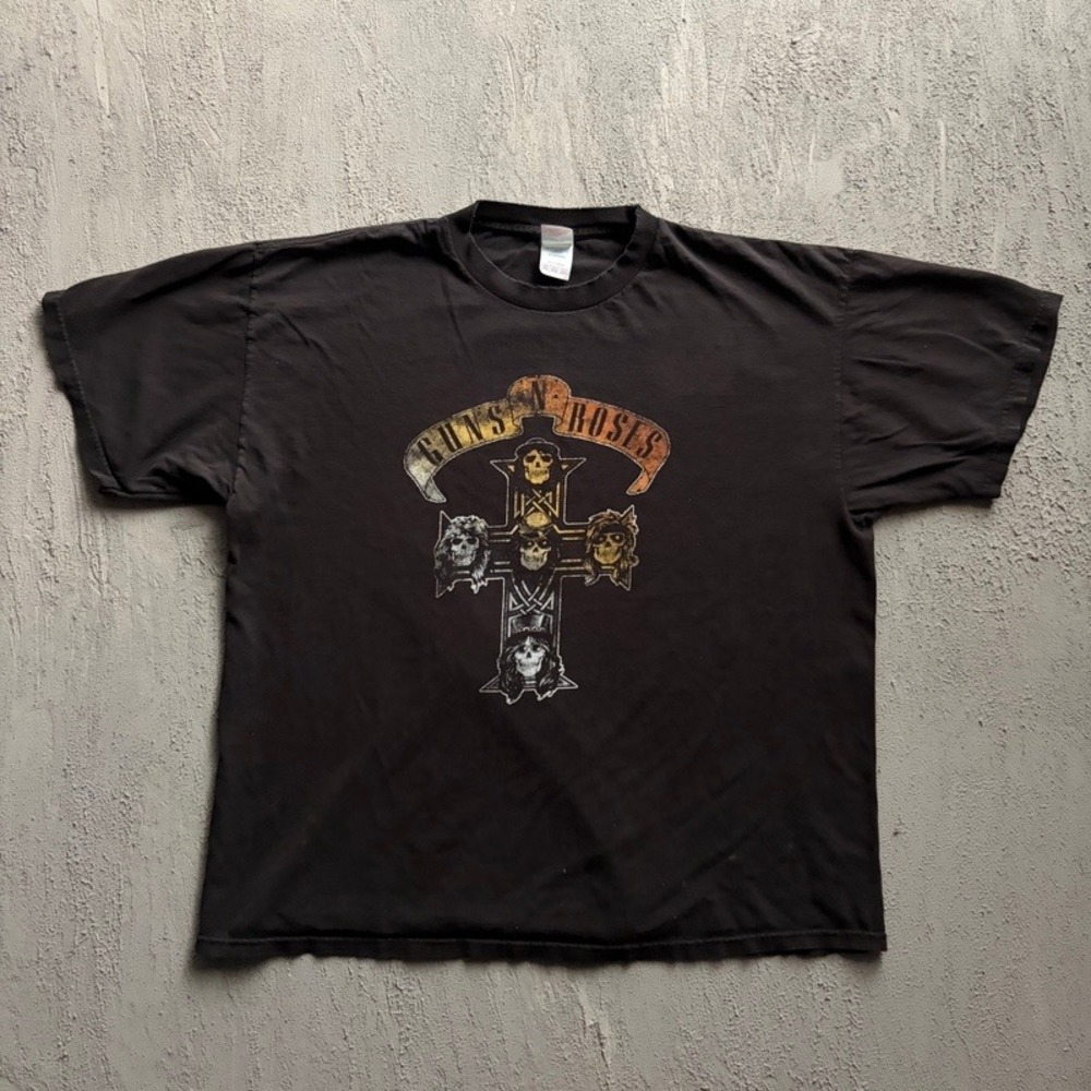 Vintage Guns N Roses Shirt 2XL Black 2000s Band Tee Distressed